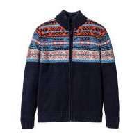 Вязаный кардиган Regular Fit (светло-коричневый с узором) 