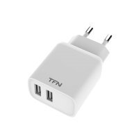 Сетевое зарядное устройство TFN Rapid+ 2xUSB 2.4A, White