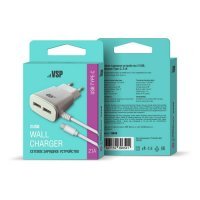 Сетевое зарядное устройство BORASCO , Type-C, 2xUSB, USB type-C, 2.1A, белый 38686
