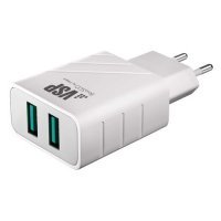 Сетевое зарядное устройство BORASCO , 2xUSB, 2.4A, белый 37261