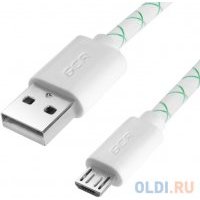 Кабель microUSB Green Connection GCR-UA9MCB3-BD круглый бело-зеленый 