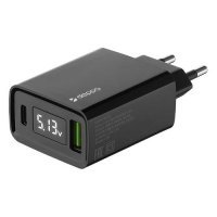 Сетевое зарядное устройство DEPPA USB + USB type-C, 3A, черный 11395