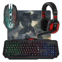 Гарнитура игровая DEFENDER Target MKP-350, для ПК и игровых консолей, накладные, черный / красный [52350] 52350