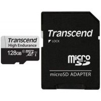 Карта памяти 128GB Transcend microSDXC Class 10, UHS-I U1, High Endurance, (SD адаптер), R/W: 100/45 MB/s, 3D TLC TS128GUSD350V