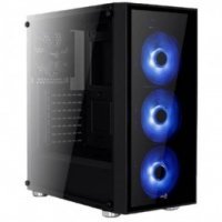Корпус ATX AeroCool 4713105968941 без БП, закаленное стекло спереди и сбоку, 3x 12см LED, 1х 12см 1xUSB 3.0, + 2xUSB 2.0 Quartz Blue