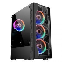 Корпус ATX 1STPLAYER D4-BK-4R1 черный, без БП, с окном, 2*USB 2.0, USB 3.0, audio DK D4