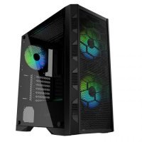 Корпус ATX Powercase CMIH3C-A3 черный, без БП, с окном, 2*USB 2.0, USB 3.0, audio Mistral H3С Mesh ARGB