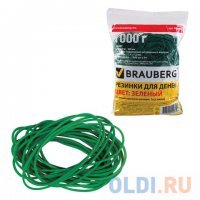 Резинки для денег BRAUBERG, 1000 г, зеленые, натуральный каучук, 440103 440103