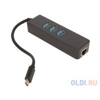 Концентратор USB Type-C ORIENT JK-341 3 х USB 3.0 RJ-45 черный 