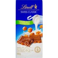 Шоколад Lindt Swiss Classic Молочный с обжаренным цельным фундуком 100г 