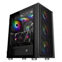 Корпус ATX 1STPLAYER черныый, без БП, панель из закаленного стекла, USB 3.0, 2*USB 2.0, audio AR-7