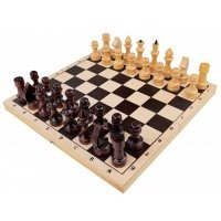 Рыжий кот Настольная игра Шахматы обиходные лакированные с доской 29х15 см
