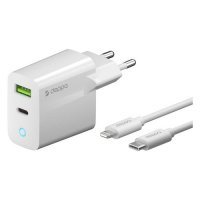 Сетевое зарядное устройство DEPPA 20W, USB + USB type-C, 8-pin Lightning (Apple), 3A, белый 11396