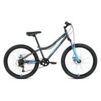 Велосипед Altair MTB HT 24 2.0 disc (2021) горный (подростк.) рам.:12" кол.:24" темно-серый/голубой RBKT11N4P003