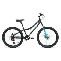 Велосипед Altair MTB HT 24 2.0 disc (2021) горный (подростк.) рам.:12" кол.:24" черный/бирюзовый (RB RBKT11N4P002