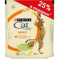 Сухой корм Cat Chow для взрослых кошек, с высоким содержанием домашней птицы, 400гр 