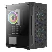 Корпус mATX AEROCOOL Trinity Mini-G-BK v2, Mini-Tower, без БП, черный [accs-pv32033.11] ACCS-PV32033.11