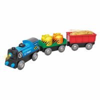 Паровозик Hape Грузовой поезд с двумя вагонами (E3720) Товарный поезд на батарейках (E3720_HP)