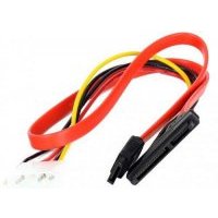 Переходник/адаптер VCOM SATA 7+15pin - SATA 7pin/Molex 4pin (VHC7702), 0.45 м, 1 шт., красный VHC7702