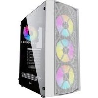 Powercase Корпус Rhombus X4 White, Tempered Glass, Mesh, 4x 120mm 5-color LED fan, белый, ATX () CMRMW-L4