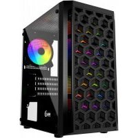 Powercase Корпус Mistral Micro T3B, Tempered Glass, Mesh, 2x 140mm + 1х 120mm 5-color fan, чёрный, mATX () CMIMTB-L3