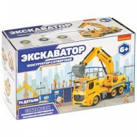 Конструктор Bondibon Машинкас отверткой Экскаватор (74 детали)