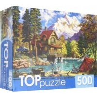TOPpuzzle-500 "Домик у озера в горах" (ХТП500-6819) 