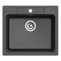Кухонная мойка EWIGSTEIN Elegant E-60, кварц, 51см х 57см, антрацит 