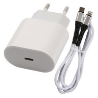 Сетевое зарядное устройство Redline PD1-3A, USB type-C, 8-pin Lightning (Apple), 3A, белый УТ000027295