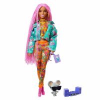 Barbie Кукла Экстра с розовыми афрокосичками GXF09