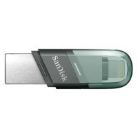 Флешка USB Sandisk iXpand Flip 64ГБ, USB3.1, зеленый и серебристый [sdix90n-064g-gn6nn] SDIX90N-064G-GN6NN