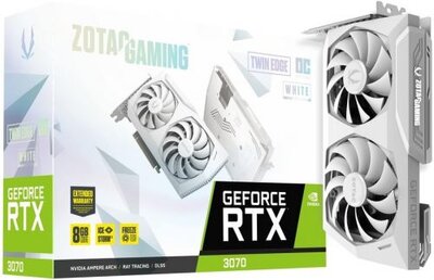 Zotac Видеокарта PCI-E Zotac 8GB GDDR6 256bit 8nm 1500/14000MHz HDMI/3*DP RTL GeForce RTX 3070 Twin Edge OC White Edition LHR (ZT-A30700J-10PLHR) ZT-A30700J-10PLHR