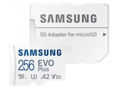 Samsung Карта памяти Samsung microSDXC 256GB EVO PLUS microSDXC Class 10 UHS-I, U3 + SD адаптер MB-MC256KA/RU microSD EVO Plus 256GB (MB-MC256KA/RU) MB-MC256KA/RU