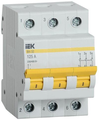 Iek Выключатель нагрузки (мини-рубильник) ВН-32 3Р 125А IEK MNV10-3-125 