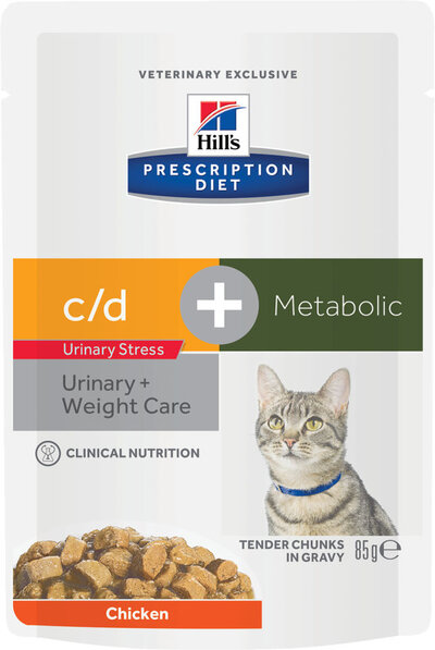 Hill's Prescription Diet Влажный корм для кошек Hills PD c/d Urinary Stress + Metabolic для лечения МКБ, цистита и при лишнем весе  с курицей 85г Hill's Prescription Diet 