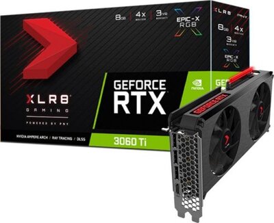 Pny Видеокарта PCI-E PNY 8GB GDDR6 256bit 8nm 1410/14000MHz HDMI/3*DP RTL GeForce RTX 3060 Ti XLR8 Gaming REVEL EPIC-X RGB Dual Fan VCG3060T8LDFXPPB