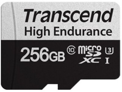 Transcend Карта памяти 256GB Transcend microSDXC w/ adapter U3, High Endurance R95/W45 MB/s TS256GUSD350V 
