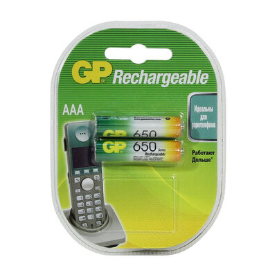GP AAA Аккумулятор GP 65AAAHC, 2 шт. 650мAч 65AAAHC-5DECRC2 20/200 
