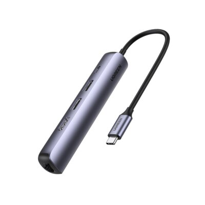 Ugreen Разветвитель для компьютера uGreen USB концентратор 5 в 1 (хаб), 2 x USB 3.0, HDMI, RJ45, PD 10919