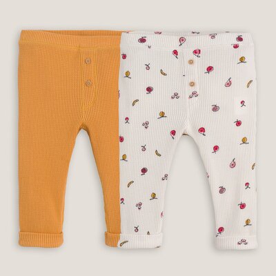 La Redoute Collections Комплект из двух леггинсов из Вафельной ткани 3 года - 94 см желтый La Redoute Collections 