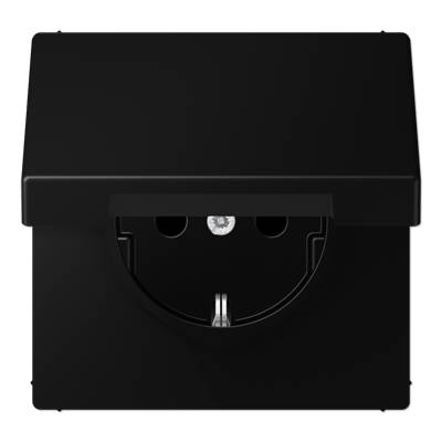 Jung LS1520BFKLSWM JUNG LS 990 Черный матовый Розетка с крышкой, SCHUKO LS1520BFKLSWM