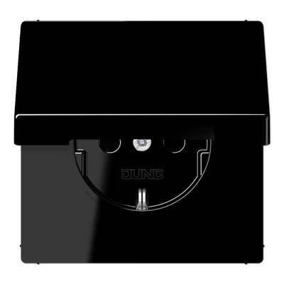 Jung LS1520BFKLSW JUNG SCHUKO розетка с крышкой, чёрный LS1520BFKLSW