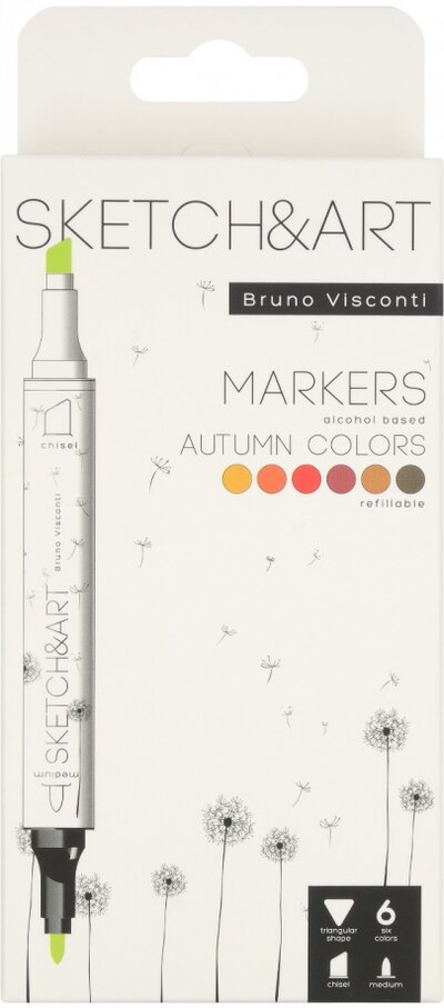 Bruno Visconti Скетч маркеры двустор.6цв"ОСЕН. ПЕЙЗАЖ",22-0081/01 Bruno Visconti SKETCH ART Осенний пейзаж 