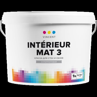 Vincent краска vincent матовая для внутренних работ i-3 9л INTERIEUR MAT I 3 