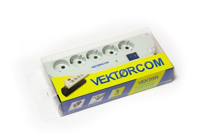 Vektor Сетевой фильтр Vektor COM светло-серый 5м (компьютерный) 