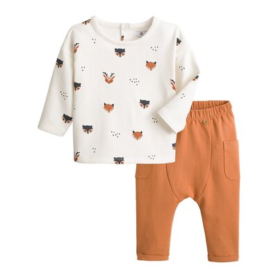 La Redoute Collections Комплект из 2 предметов из Мольтона 1 мес - 3 года 6 мес. - 67 см каштановый La Redoute Collections 