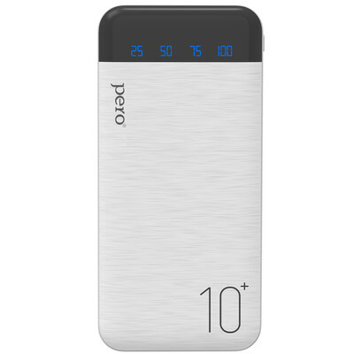Pero Внешний аккумулятор PERO PB03 10000 mAh (Li-Pol, output 2xUSB-A 2.1A) белый PB03WH белый 