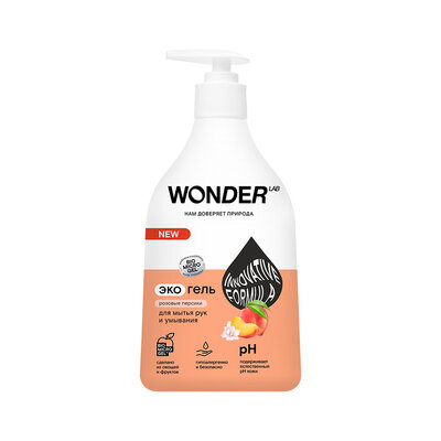 Wonder lab Экогель для мытья рук и умывания,розовые персики 0,54л Wonder lab 