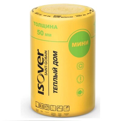 Isover теплоизоляция isover теплый дом мини, 8200 х 610 х 50 мм (10 м2; 0,5м3; 2 шт) 