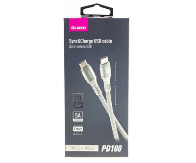 Olmio Кабель PD100 Olmio 041660 Type-C - Type-C PD 100W E-mark 5A 1.2м 041660